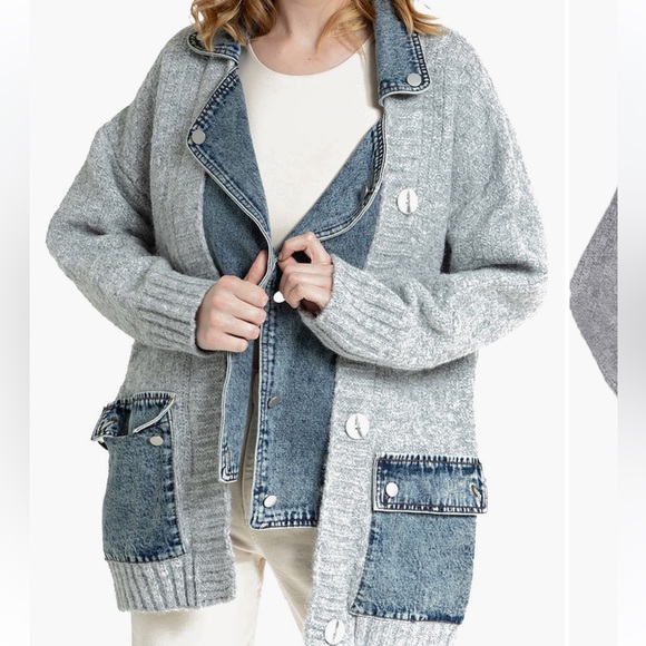 SAACHI Denim Knit Cardigan - Picture 1 of 7